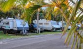 A caravan site at Rainbow Beach Holiday Village with lots of caravans parked at a busy time of year