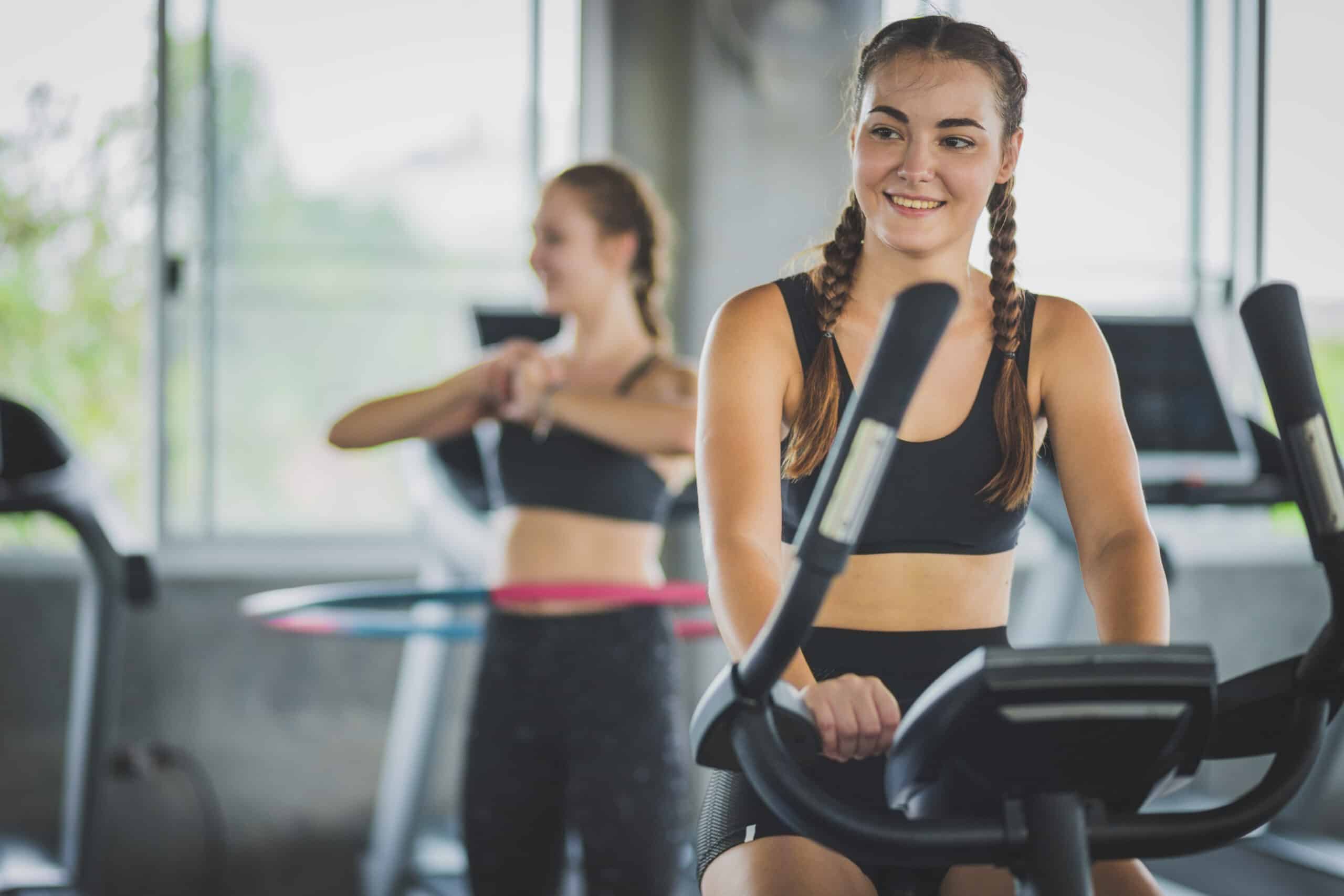 Girl using gym equipment